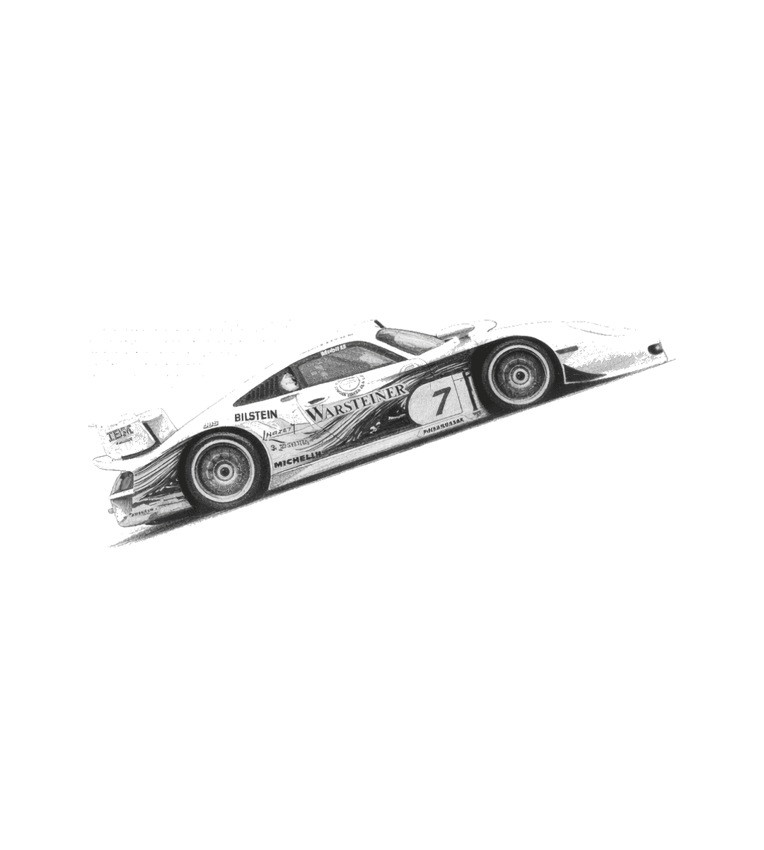 Porsche 911 GT1 Evolution — pencil illustration